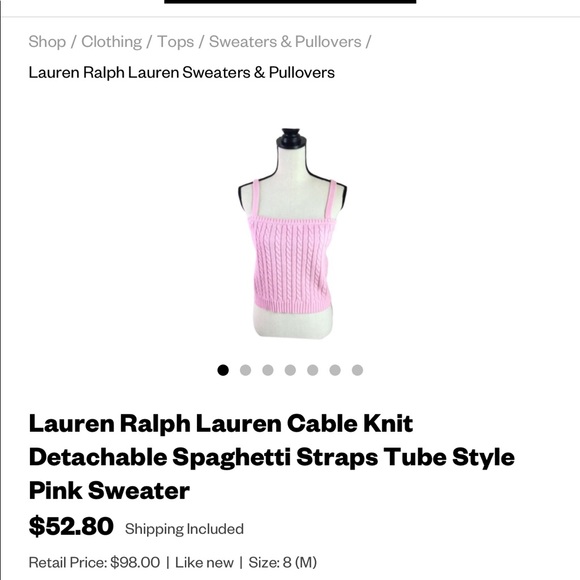 Vintage Ralph Lauren Cable Crop Top Sz L - Picture 5 of 5